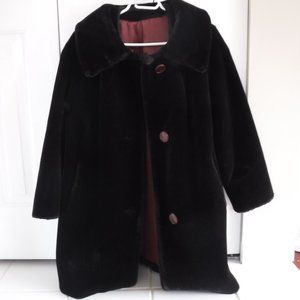 Vintage Faux Fur Black Swagger Coat 1967